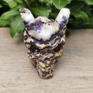 Fluorite Crystal Horned Skull